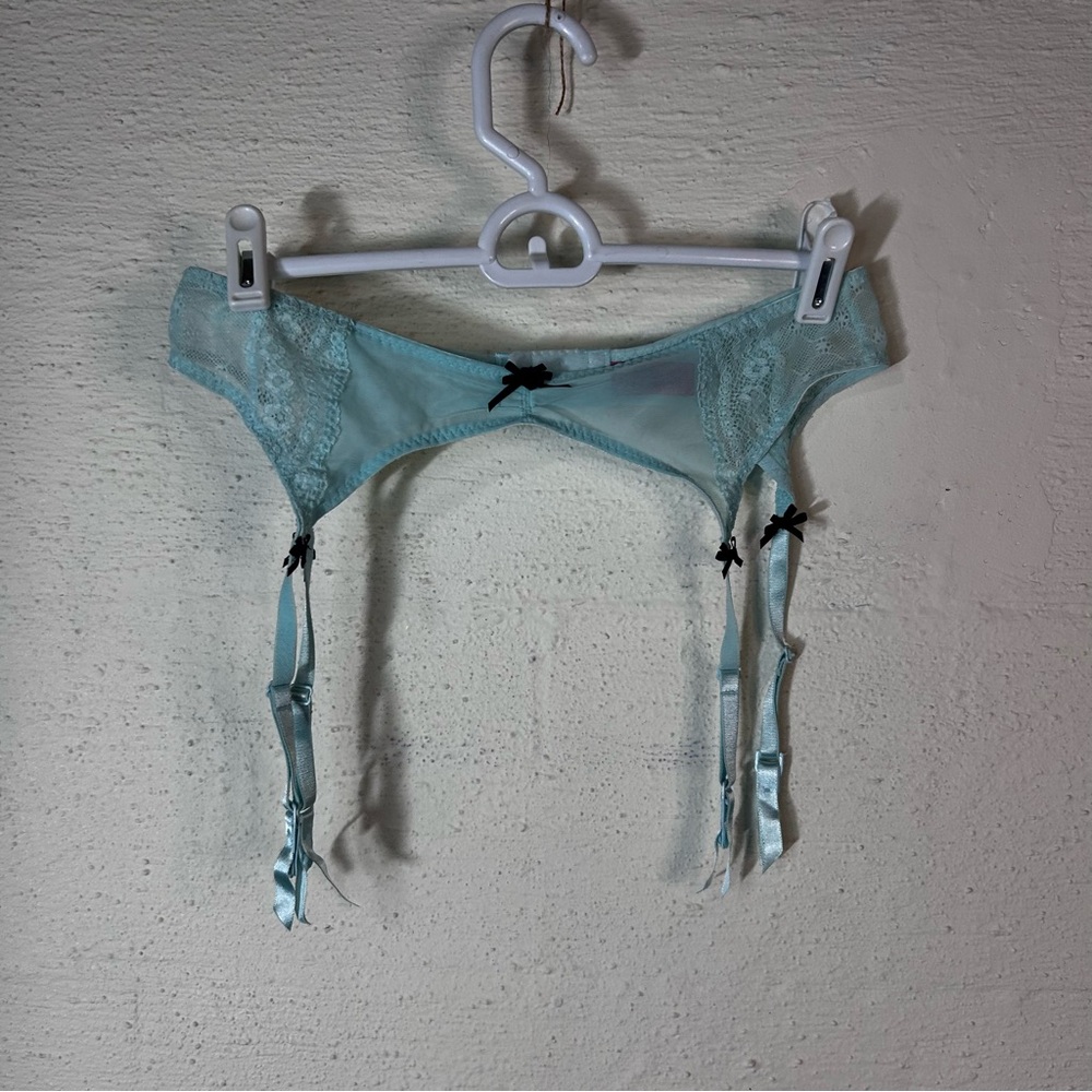 Mint green garter belt